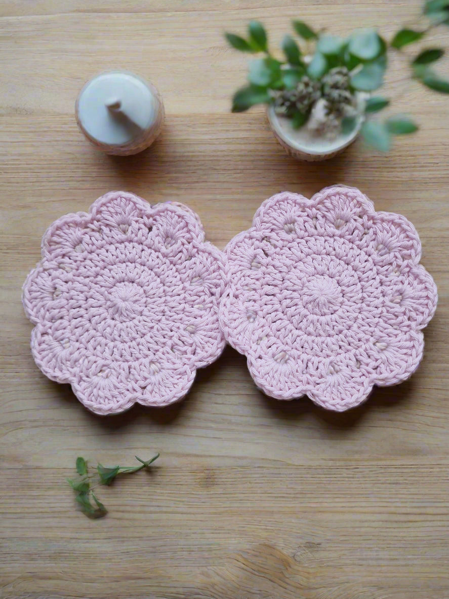Crochet Coasters Set: Absorbent Cotton Drink Coasters, Table Protection