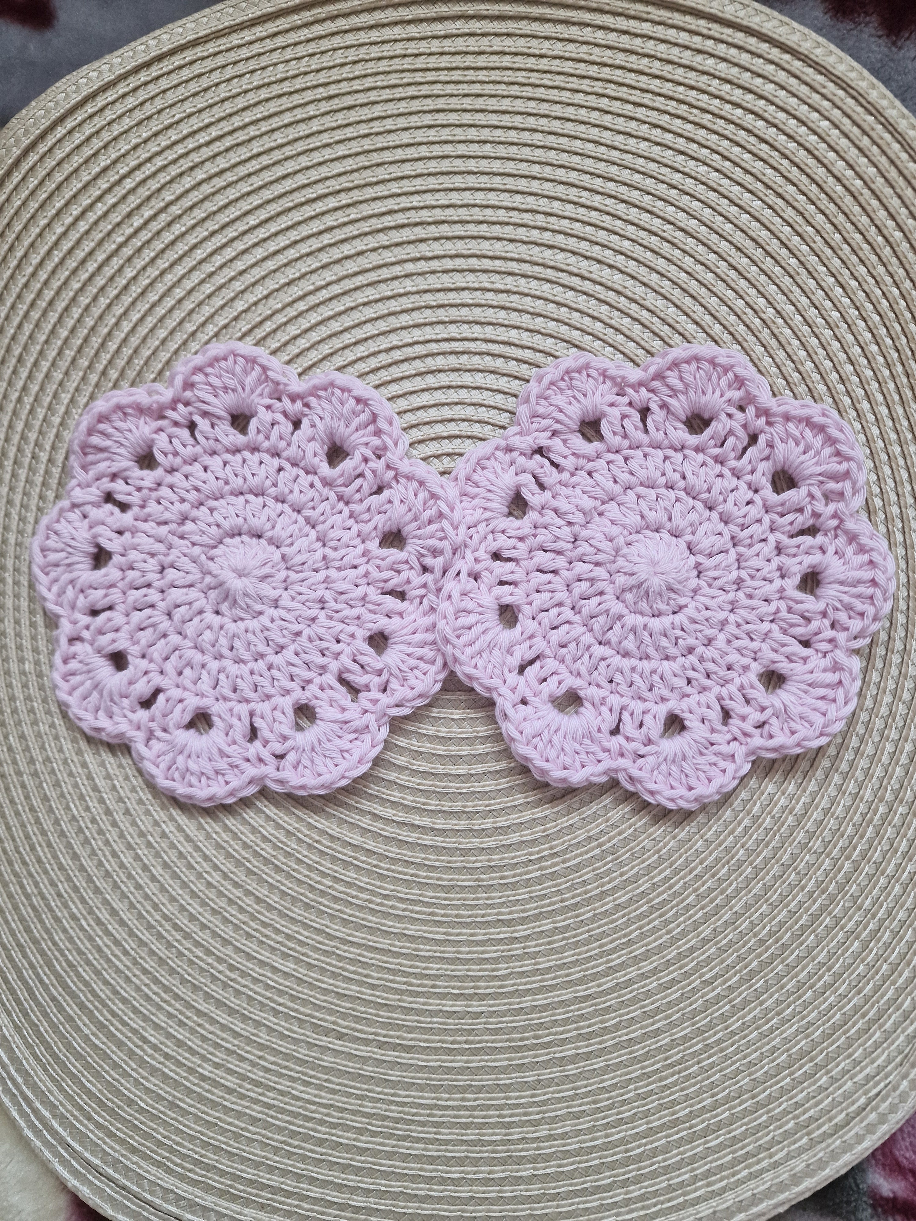 Crochet Coasters Set: Absorbent Cotton Drink Coasters, Table Protection