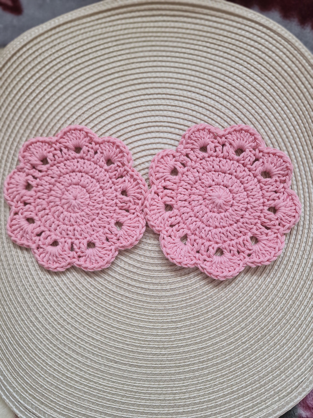 Crochet Coasters Set: Absorbent Cotton Drink Coasters, Table Protection