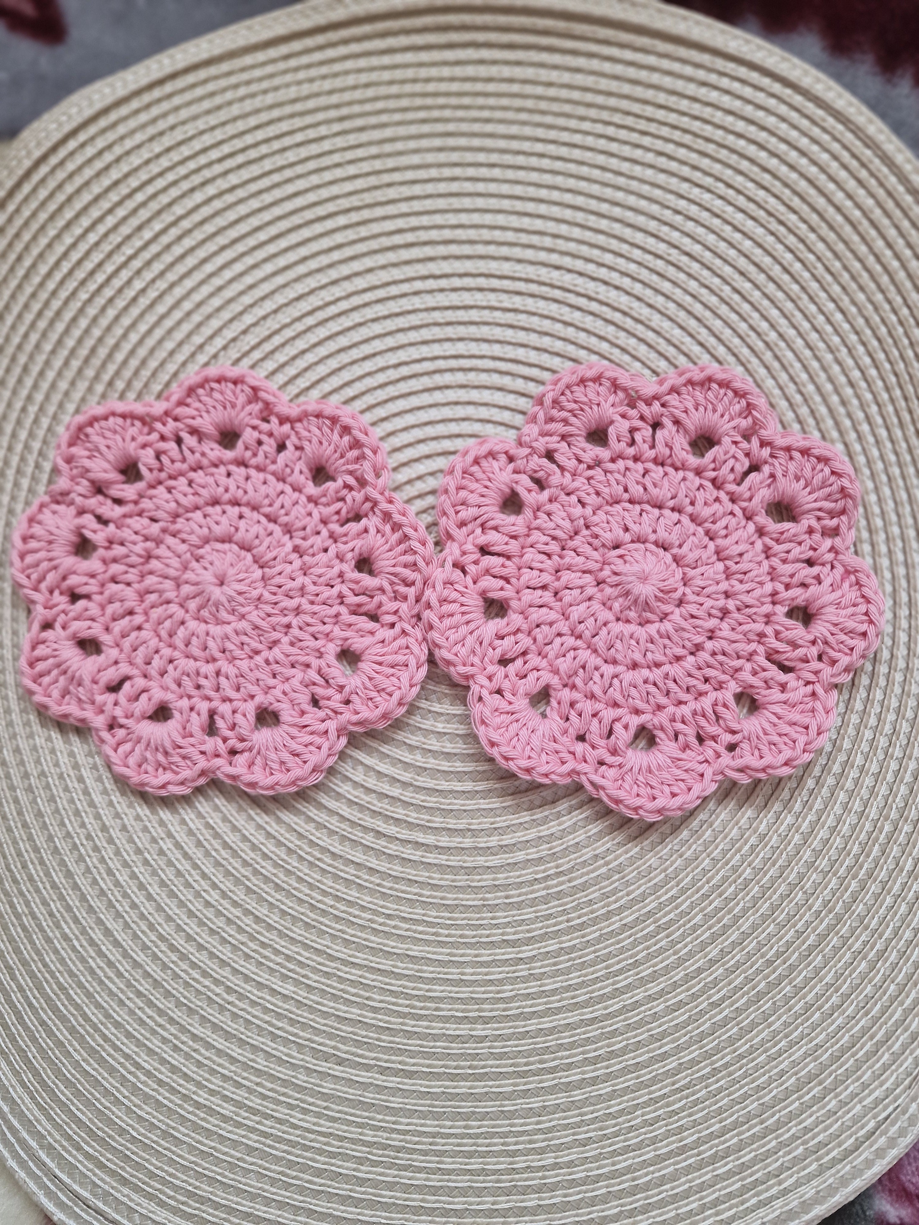 Crochet Coasters Set: Absorbent Cotton Drink Coasters, Table Protection