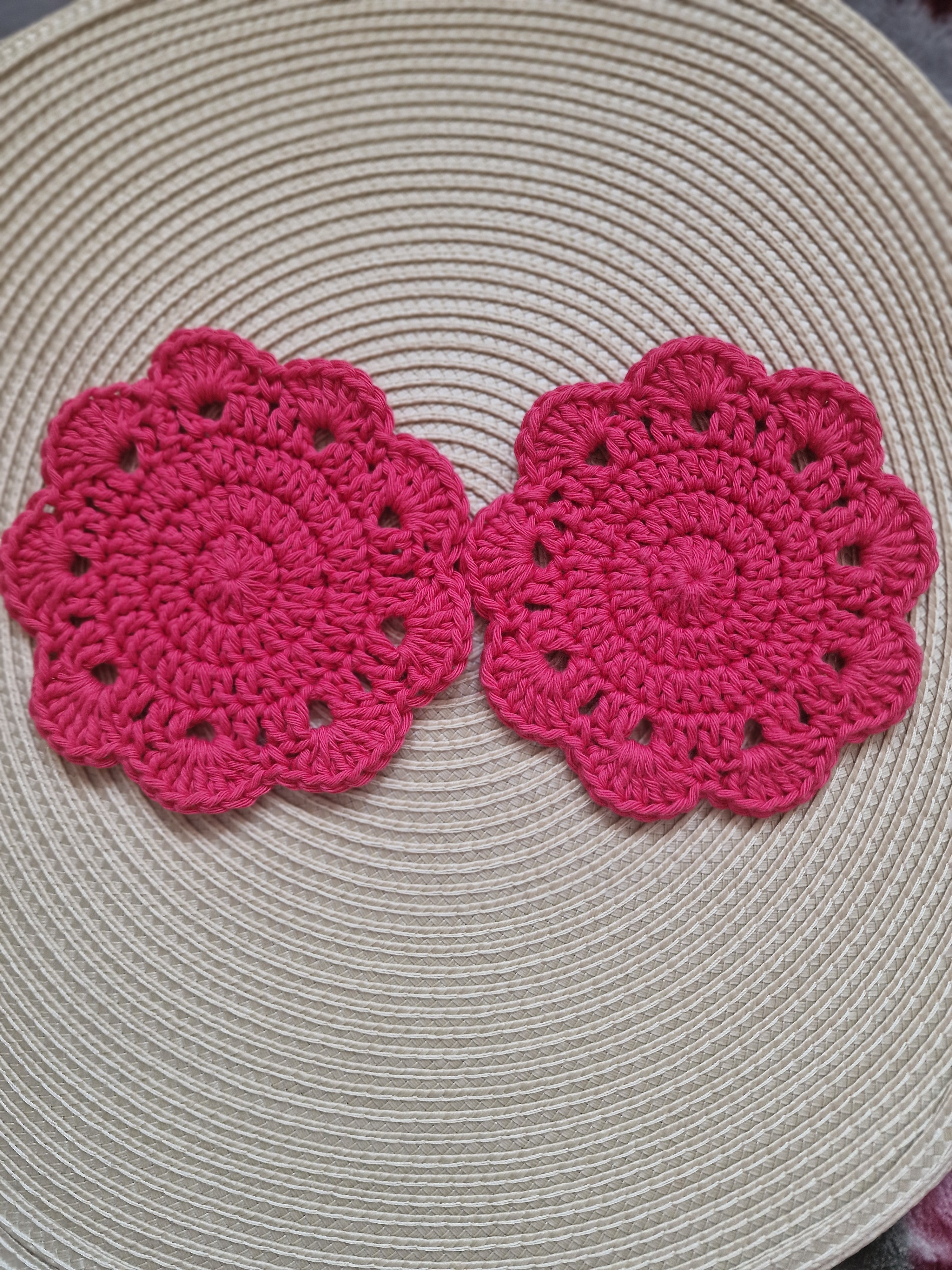 Crochet Coasters Set: Absorbent Cotton Drink Coasters, Table Protection
